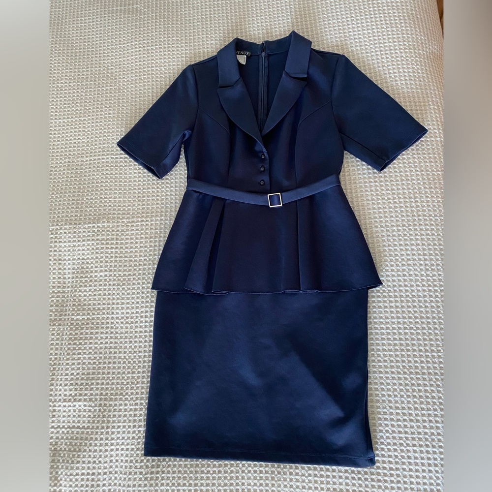 Venus Navy Peplum Dress